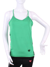 Load image into Gallery viewer, This is my top with the least coverage. Aptly named the Tiny Tank! It has a deep scoop neckline and strappy cross back. (If you have boobs....it WILL show your sports bra - if you wear one that is....) Very light and cool - this top is for a tennis player who either doesn’t wear a sports bra OR wears one under. This top is not supportive. It’s more of a feather draping over your chest!