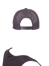 Load image into Gallery viewer, Black Hat + Red Heart & Holey Back with the "Love Love Tennis" Heart and holey back is a stylish and functional accessory designed for tennis enthusiasts who want to combine fashion with functionality on the court. The hat is primarily black, which gives it a sleek and versatile appearance, making it suitable for various tennis outfits. At the front of the hat, prominently displayed, is the "Love Love Tennis" Heart logo.