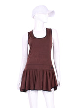 Load image into Gallery viewer, The Sandra Dee Dress offers a playful, fun, and very flirty look. The skirt is cut like a don't and the back is racer-shaped for a sporty yet very feminine look. This style is a very flattering deep scoop neckline. The fabric is so so soft - and is best worn with a cross-backed bra such as our U Bra.