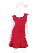 Load image into Gallery viewer, Dark Red Mesh Monroe Tennis Dress With Ruching
