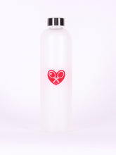 Load image into Gallery viewer, The Glass Water Bottle with the "Love Love Tennis" logo is a beautifully crafted and functional accessory designed for tennis enthusiasts who appreciate both style and sustainability.