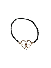 Load image into Gallery viewer, Gold Heart + Rackets Bracelet with Jade Beads