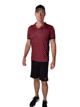 Load image into Gallery viewer, The Limited Long Men's Polo Shirt Mini Red Hearts With Mesh is a stylish and comfortable clothing item designed to cater to both fashion and functionality. Crafted with care in Downtown, Los Angeles.