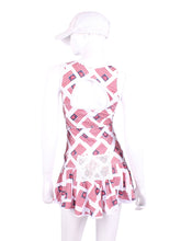 Load image into Gallery viewer, God Bless America! Show your patriotism with this very fun edition of our best selling dress! The Sandra Mee Dress offers a playful, fun, and very flirty look. Our dress is fitted, and flares out at the skirt with cute cut out ''O'' in the back. It is perfect for tennis, running and golf (with our Leg Lengthening Leggings), and of course, a trip to your after-court party with your friends. It was designed for confident women like you!