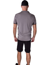 Load image into Gallery viewer, The luxury tennis Men's Polo Shirt in Grey With Mesh is a high-end athletic apparel piece designed for tennis enthusiasts who prioritize both style and performance. This polo shirt features a sophisticated grey color with strategically placed mesh panels for enhanced breathability and moisture-wicking properties.