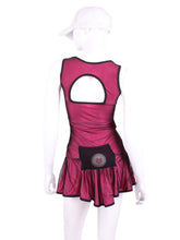 Load image into Gallery viewer, The Sandra Mee Dress offers a playful, fun, and very flirty look. Our dress is fitted, and flares out at the skirt with cute cut out ''O'' in the back. It is perfect for tennis, running and golf (with our Leg Lengthening Leggings), and of course, a trip to your after-court party with your friends. It was designed for confident women like you!