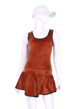 Load image into Gallery viewer, The Sandra Mee Dress offers a playful, fun, and very flirty look. Our dress is fitted, and flares out at the skirt with cute cut out ''O'' in the back. It is perfect for tennis, running and golf (with our Leg Lengthening Leggings), and of course, a trip to your after-court party with your friends. It was designed for confident women like you!