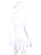 Load image into Gallery viewer, The Sandra Mee Dress offers a playful, fun, and very flirty look. Our dress is fitted, and flares out at the skirt with cute cut out ''O'' in the back. It is perfect for tennis, running and golf (with our Leg Lengthening Leggings), and of course, a trip to your after-court party with your friends. It was designed for confident women like you!