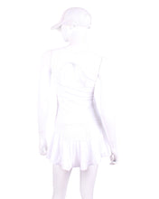 Load image into Gallery viewer, The Sandra Mee Dress offers a playful, fun, and very flirty look. Our dress is fitted, and flares out at the skirt with cute cut out ''O'' in the back. It is perfect for tennis, running and golf (with our Leg Lengthening Leggings), and of course, a trip to your after-court party with your friends. It was designed for confident women like you!