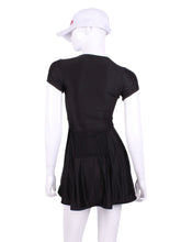 Load image into Gallery viewer, The Adeline Dress offers a playful, fun, and very flirty look. Offers a sweetheart neckline, empire waist and flowing A-line skirt. It is perfect for tennis, running and golf (with our Leg Lengthening Leggings), and of course, a trip to your after-court party with your friends.