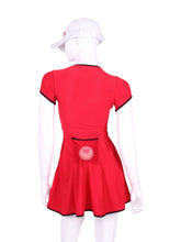 Load image into Gallery viewer, The Adeline Dress offers a playful, fun, and very flirty look. Offers a sweetheart neckline, empire waist and flowing A-line skirt. It is perfect for tennis, running and golf (with our Leg Lengthening Leggings), and of course, a trip to your after-court party with your friends. It was designed for confident women like you!