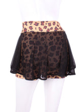 Load image into Gallery viewer, This Black Mesh Skirt Leopard LOVE "O" Skirt has shorties underneath and NO seams on the "O"!  It's cut like a doughnut to show and move beautifully as you play.  The fabric is uber soft and light - it dries quickly - and protects from UV rays too.  This skirt has a “nearly naked” feel about it.  All of the colors and patterns are LIMITED EDITION - once they are sold - we may or may not make them again exactly the same.