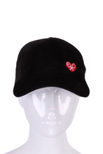 Load image into Gallery viewer, Black Velvet Tennis Hat Mesh Back - I LOVE MY DOUBLES PARTNER!!!