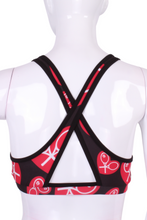 Load image into Gallery viewer, Love V Bra Heart on Black - I LOVE MY DOUBLES PARTNER!!!