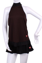 Load image into Gallery viewer, Brown Halter Top + Black Trim - I LOVE MY DOUBLES PARTNER!!!