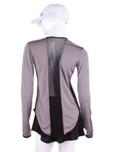 Load image into Gallery viewer, The most coverage of all my tops - with the Long Sleeve Crew Tee you can cover your chest AND your arms and back of hands thanks to the thumb hole. This Top is Longer by 1" for even more coverage! However - you still stay cool!