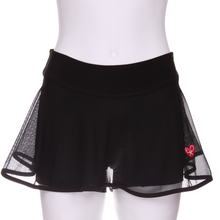 Load image into Gallery viewer, Fishnet Longer Shorties Black Love O Tennis Skirt - I LOVE MY DOUBLES PARTNER!!!