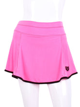 Load image into Gallery viewer, Gladiator Skirt Pink - I LOVE MY DOUBLES PARTNER!!! This is our limited edition Gladiator Skirt Pink. This piece has a silky soft and quick-drying matching shorties, and binding to match. We make these in very small quantities - by design. Unique. Luxurious. Comfortable. Cool. Fun.
