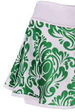 Load image into Gallery viewer, Green Damask + Heart Love "O" Skirt - I LOVE MY DOUBLES PARTNER!!!