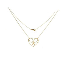 Load image into Gallery viewer, For the true tennis lover - a custom made heart with joint rackets - the logo of the Love Love Tennis brand. This necklace is made in downtown Los Angeles and the exclusive design by Adeline - and a commitment to the love of tennis. Each piece is hand cast in solid 14k gold, polished and sent with love.