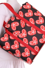 Load image into Gallery viewer, Heart on Black LOVE My Tennis Tote - I LOVE MY DOUBLES PARTNER!!!