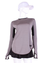 Load image into Gallery viewer, The most coverage of all my tops - with the Long Sleeve Crew Tee you can cover your chest AND your arms and back of hands thanks to the thumb hole. This Top is Longer by 1" for even more coverage! However - you still stay cool!