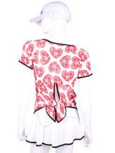 Load image into Gallery viewer, Tie Back Tee Short Sleeve North/South/East/West Heart - I LOVE MY DOUBLES PARTNER!!!
