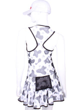 Load image into Gallery viewer, Tennis Dress Cow Print Black and White Court to Cocktails Tennis Dress Beverly Hills, CA 90210 Love Love Tennis Luxury Boutique and Pro Shop for Tennis Outfits for Women