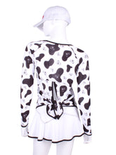 Load image into Gallery viewer, Tie Back Tee Long Sleeve Cow Print - I LOVE MY DOUBLES PARTNER!!!