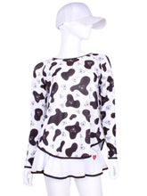 Load image into Gallery viewer, Tie Back Tee Long Sleeve Cow Print - I LOVE MY DOUBLES PARTNER!!!