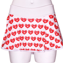 Load image into Gallery viewer, Mini Hearts on White Love O Skirt - I LOVE MY DOUBLES PARTNER!!!