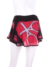 Load image into Gallery viewer, My all new Mondrian Mesh O Skirt  - feminine, soft and very cool!  Each skirt has soft shorties connected.  The mesh makes it very light and airy and carries my TM logo of the heart and rackets!  It is a little see through - allowing for the black shorties underneath to be seen a little.