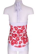 Load image into Gallery viewer, Random Heart on White Halter Top - I LOVE MY DOUBLES PARTNER!!!