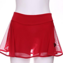 Load image into Gallery viewer, Red Mesh Love O Tennis Skirt - I LOVE MY DOUBLES PARTNER!!!