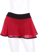 Load image into Gallery viewer, This limited Red Mesh LOVE "O" Skirt has shorties underneath and NO seams on the "O"!  It's cut like a doughnut to show and move beautifully as you play.  The fabric is uber soft and light - it dries quickly - and protects from UV rays too.  This skirt has a “nearly naked” feel about it.  The embroidery Heart is Black + Rackets and the ball is Red to match the skirt.  Sleek black thread and binding.