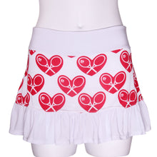 Load image into Gallery viewer, Ruffle Tennis Skirt Mid Heart on White - I LOVE MY DOUBLES PARTNER!!!
