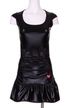 Load image into Gallery viewer, Black Pleather Monroe Tennis Dress - I LOVE MY DOUBLES PARTNER!!!