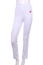 Load image into Gallery viewer, White Leg Lengthening Warm Up Pants - I LOVE MY DOUBLES PARTNER!!!