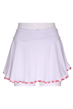 Load image into Gallery viewer, White Love "O" Skirt with White + Red Trim - I LOVE MY DOUBLES PARTNER!!!