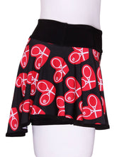 Load image into Gallery viewer, Mid Size Heart LOVE “O” Tennis Skirt on Black - I LOVE MY DOUBLES PARTNER!!!
