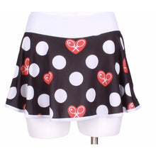 Load image into Gallery viewer, White Polka Dot + Red Heart Love "O" Skirt - I LOVE MY DOUBLES PARTNER!!!