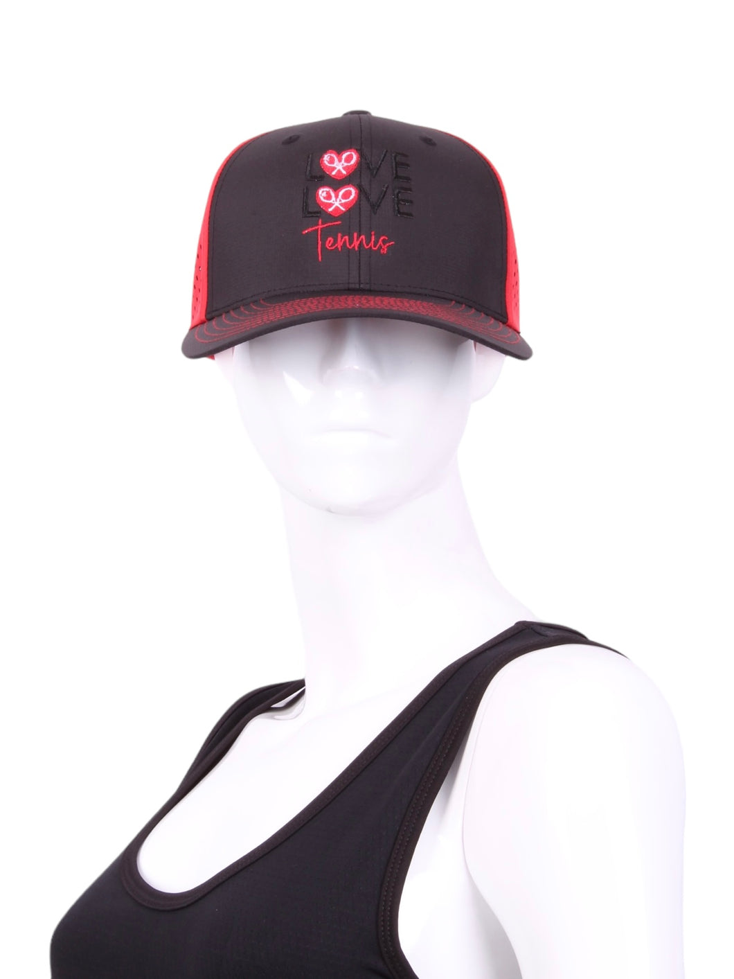 Black Hat & Red Mesh LLT Logo - Love Love Tennis Luxury Boutique Pro Shop Apparel Women Men Beverly Hills