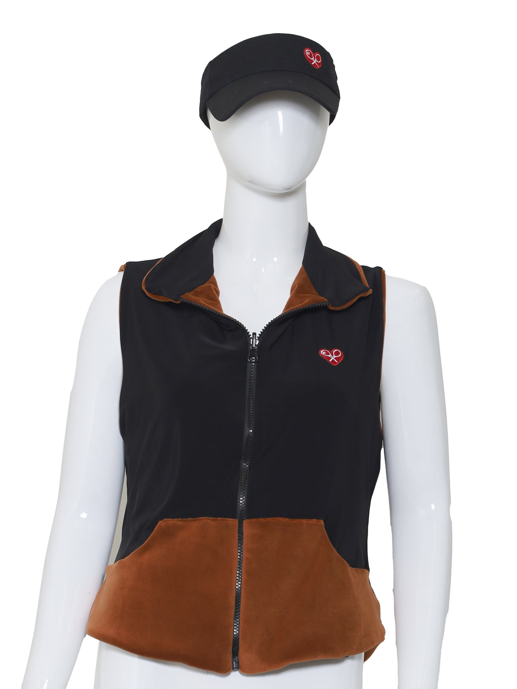 Mocha Brown Velvet + Black Reversible Vest