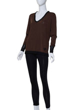 Load image into Gallery viewer, Brown Long Sleeve Very Vee Tee

