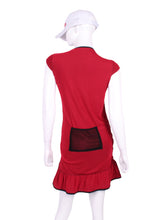 Load image into Gallery viewer, Dark Red Mesh Monroe Tennis Dress With Ruching
