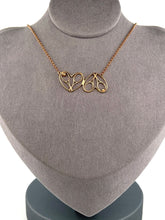 Load image into Gallery viewer, Double Heart + Rackets Tennis Necklace
