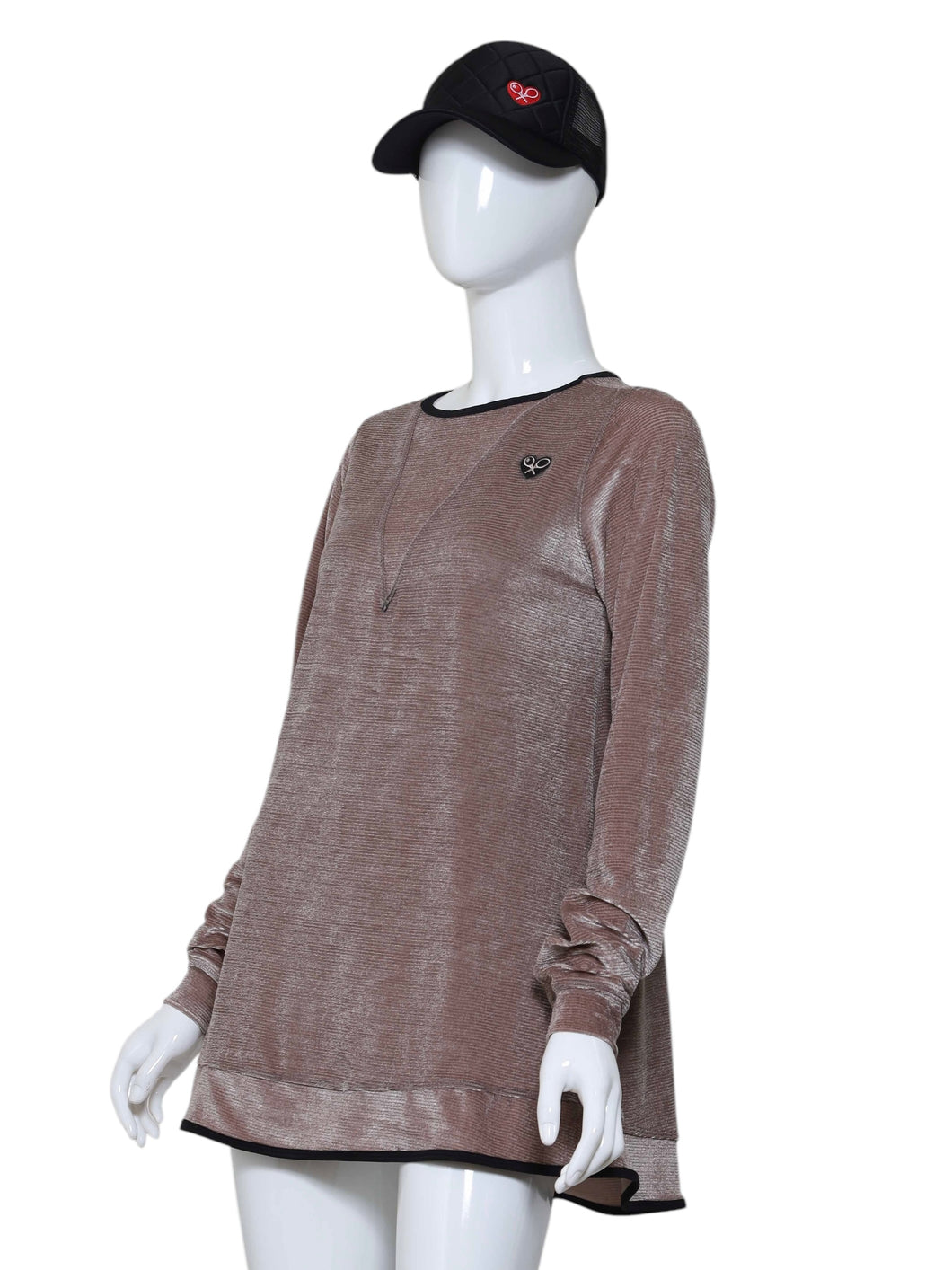 Erika Dress Taupe Velvet Stripes