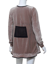 Load image into Gallery viewer, Erika Dress Taupe Velvet Stripes
