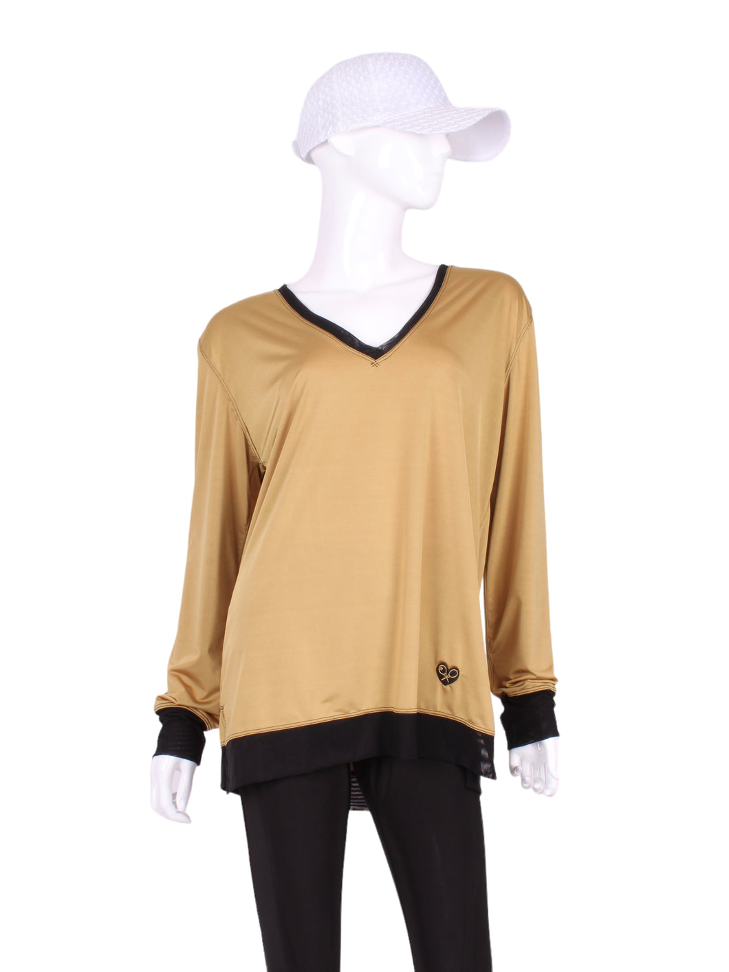 This top is soooo gorgeous!  The collar and cuffs are accented with feminine mesh and the body is flowy and soft.  It’s called the Long Sleeve Very Vee Tee - because as you can see - the Vee is - well you know - VERY VEE!