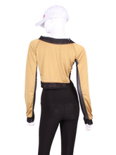 Load image into Gallery viewer, These short tops offer great chest and arm protection from the sun, but have mesh under the arm to keep you COOL while you play.  Designed very short to allow for access to the back pocket on my court to cocktails tennis dresses.
